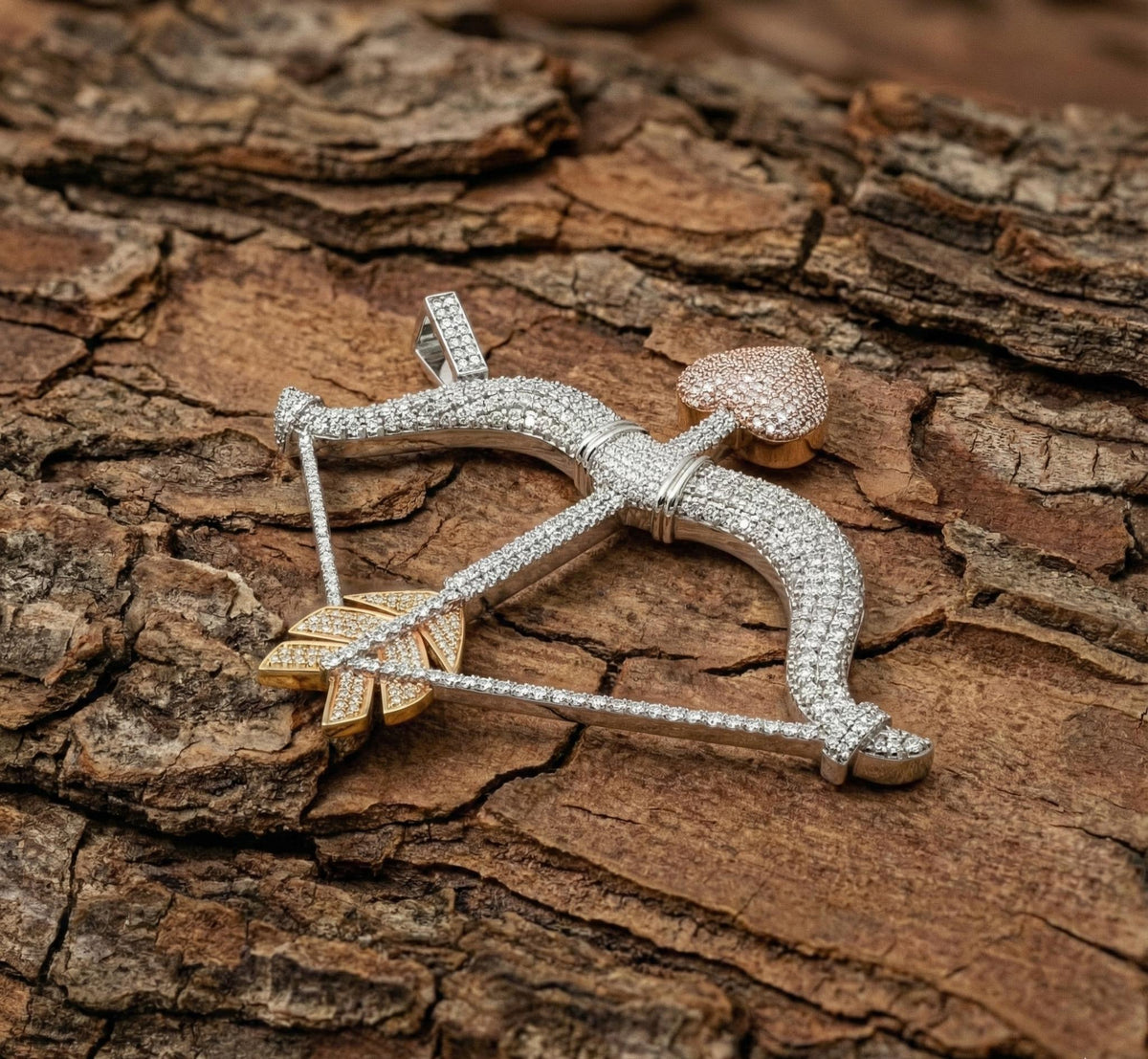Diamond Bow and Arrow Pendant | Sterling Silver Sagittarius Necklace | Cupid Love Charm | Pave Archery Jewelry | Valentine's Gift for Her
