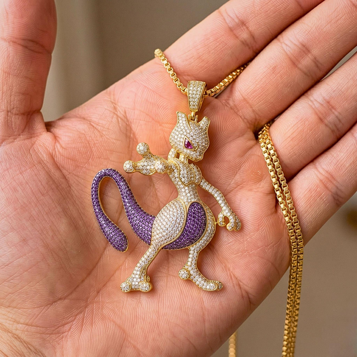 Rare Mewtwo Pendant 925 Sterling Silver Custom Pokemon Jewelry Geeky Gamer Gift Anime Necklace Charm Retrot Monster gift for him/yourself