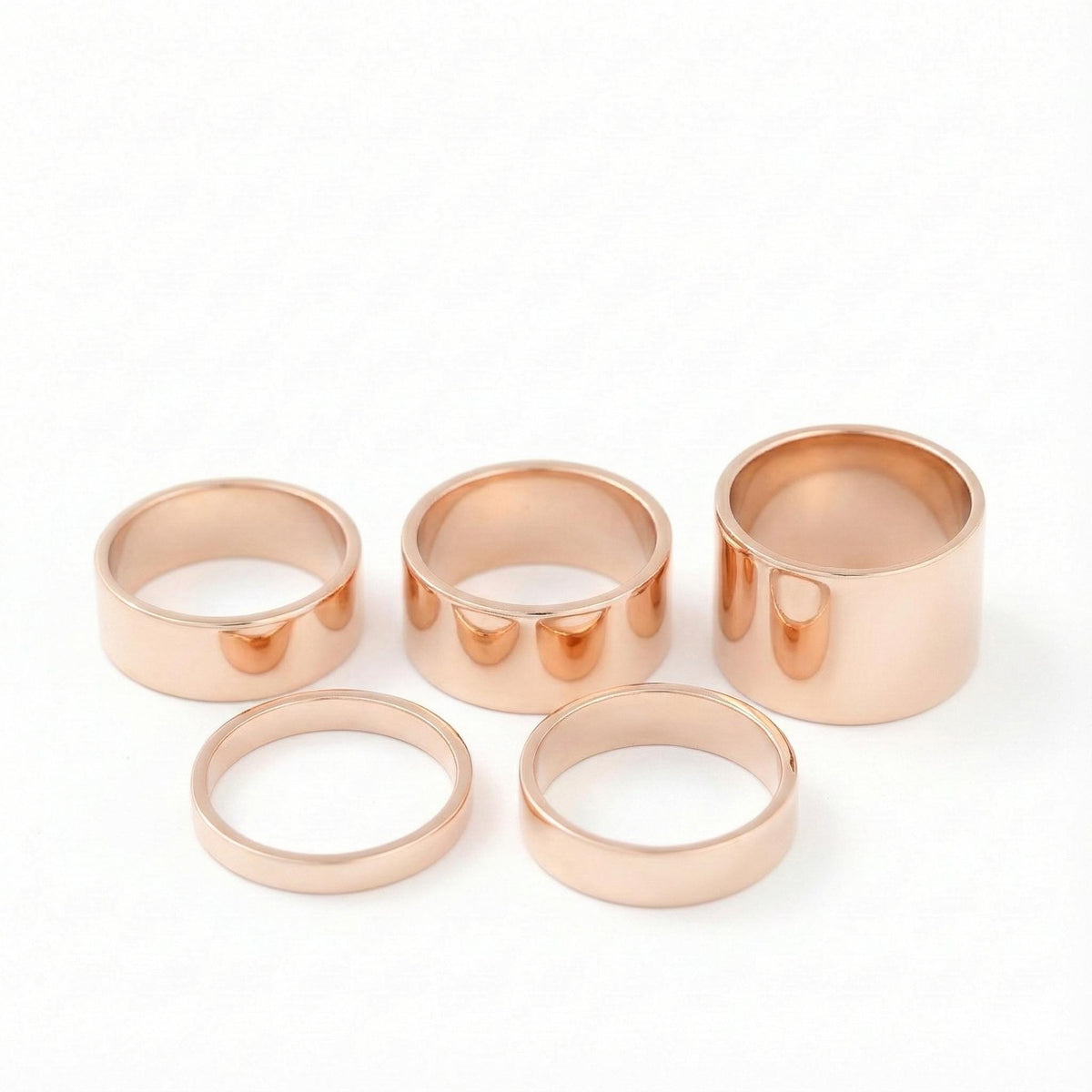 Wide Band Sterling Silver Ring Set, Stackable Thumb Rings